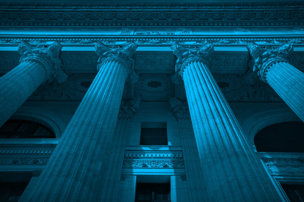 Low angle view of columned building